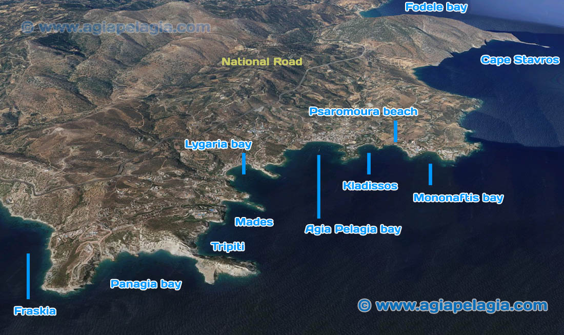 Agia Pelagia Map   Google Earth 3 W1100 X7 